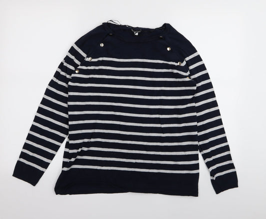 Vertbaudet Womens Blue Striped  Pullover Jumper Size 12