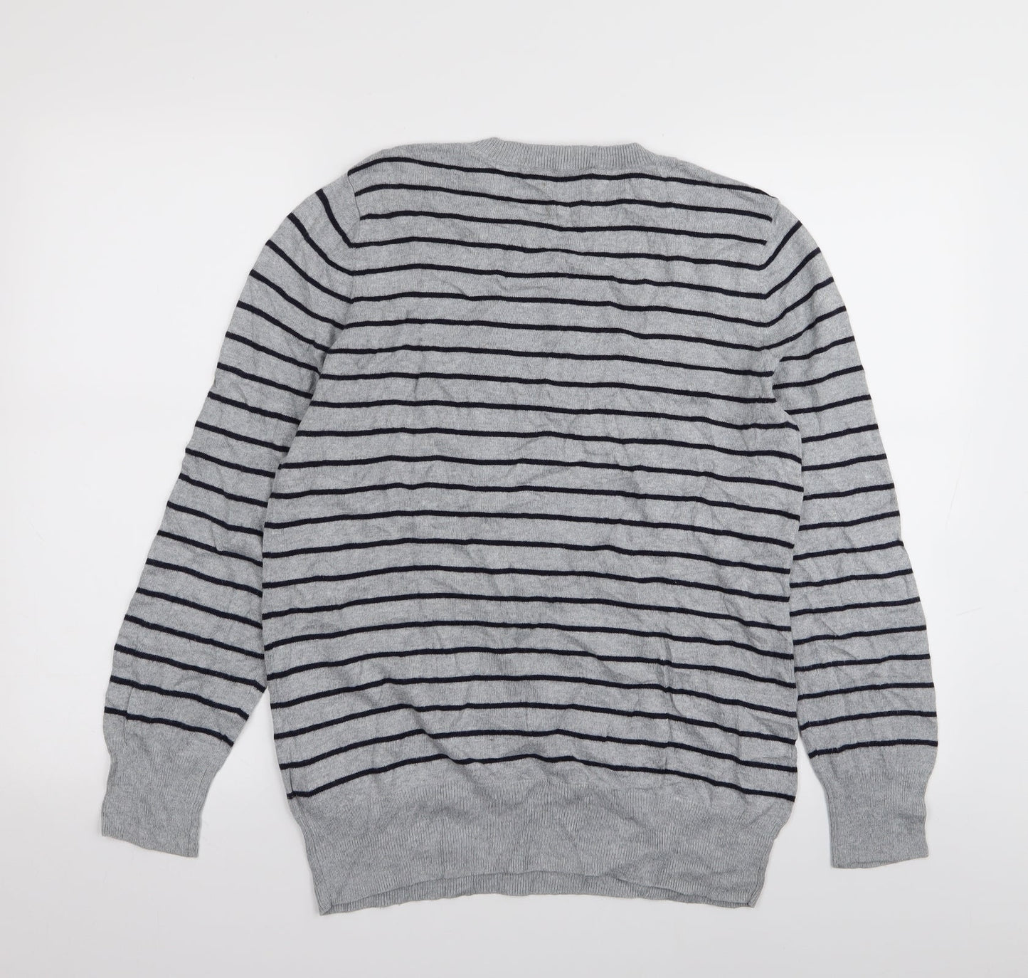 Oasis Womens Grey Striped  Pullover Jumper Size M