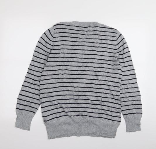 Oasis Womens Grey Striped  Pullover Jumper Size M