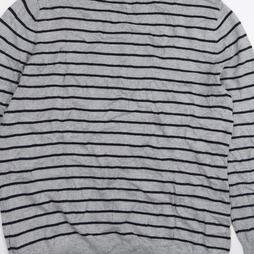 Oasis Womens Grey Striped  Pullover Jumper Size M