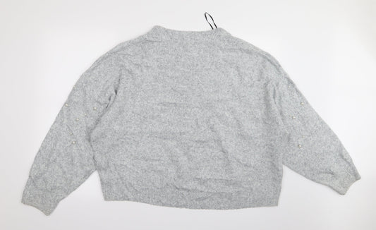 H&M Womens Grey Polka Dot  Pullover Jumper Size XL