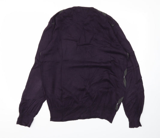 PETERERTH Mens Purple Geometric  Pullover Sweatshirt Size L