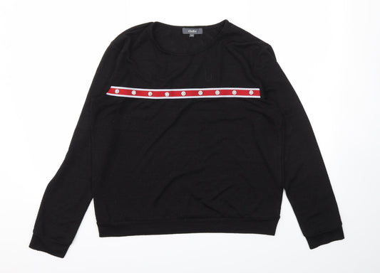 STUDIO  Womens Black   Basic T-Shirt Size 12