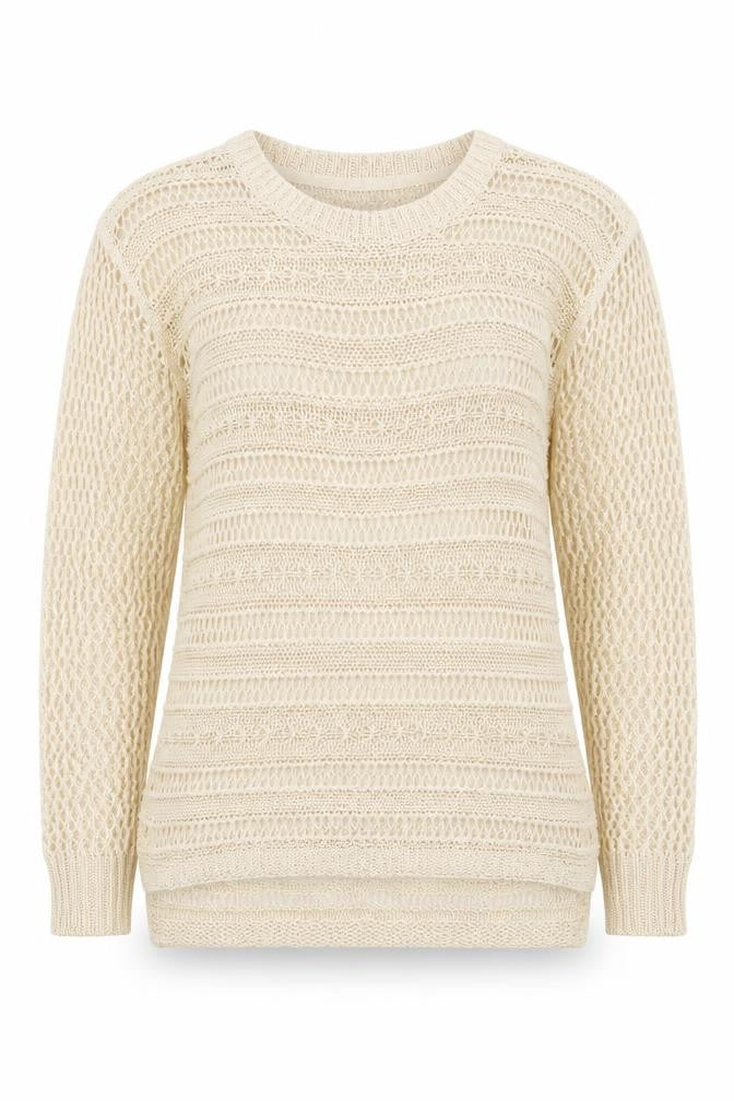 Front view of Soon women’s beige jumper, size UK 10