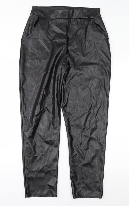 PRETTYLITTLETHING Womens Black   Trousers  Size 12 L26 in