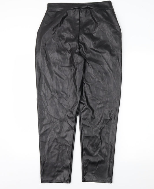 PRETTYLITTLETHING Womens Black   Trousers  Size 12 L26 in