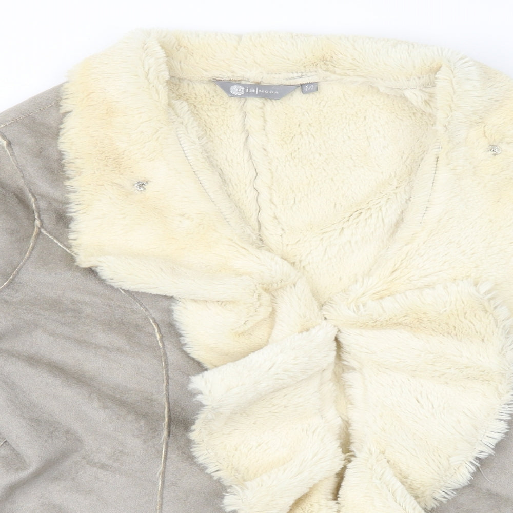 Mia Moda Womens Brown   Jacket  Size 14  - Faux Sheepskin