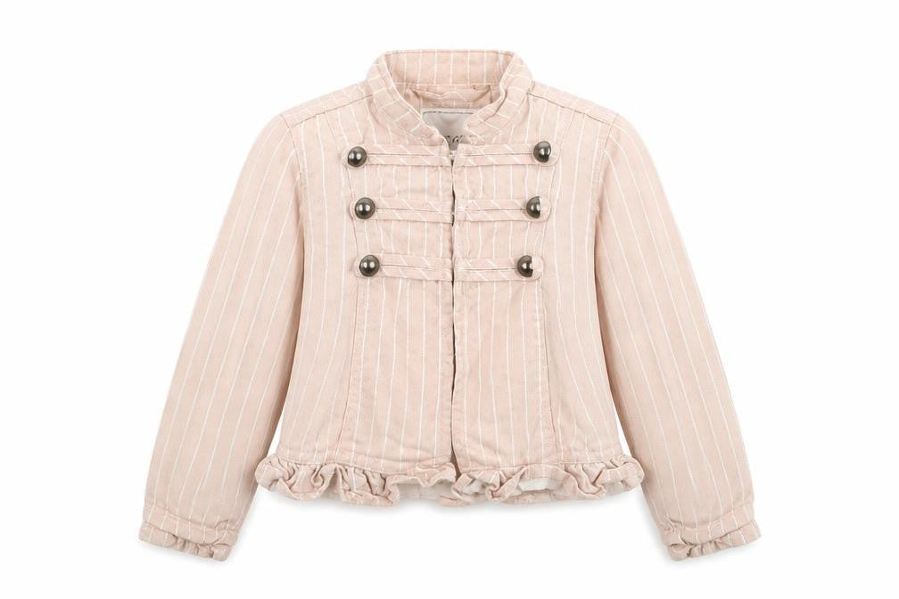 Front view of Next girls’ pink jacket, size 6, years