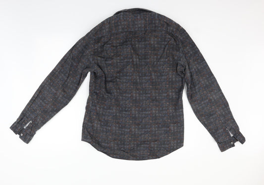 Autograph Womens Grey Check  Basic Button-Up Size L