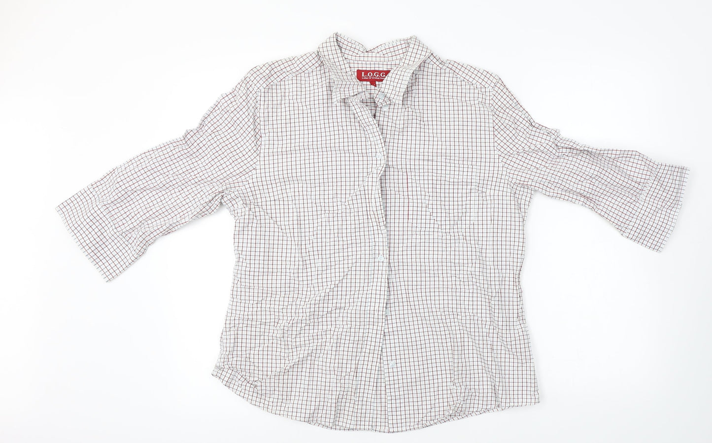 L.O.G.G     Mens White Check   Button-Up Size 44