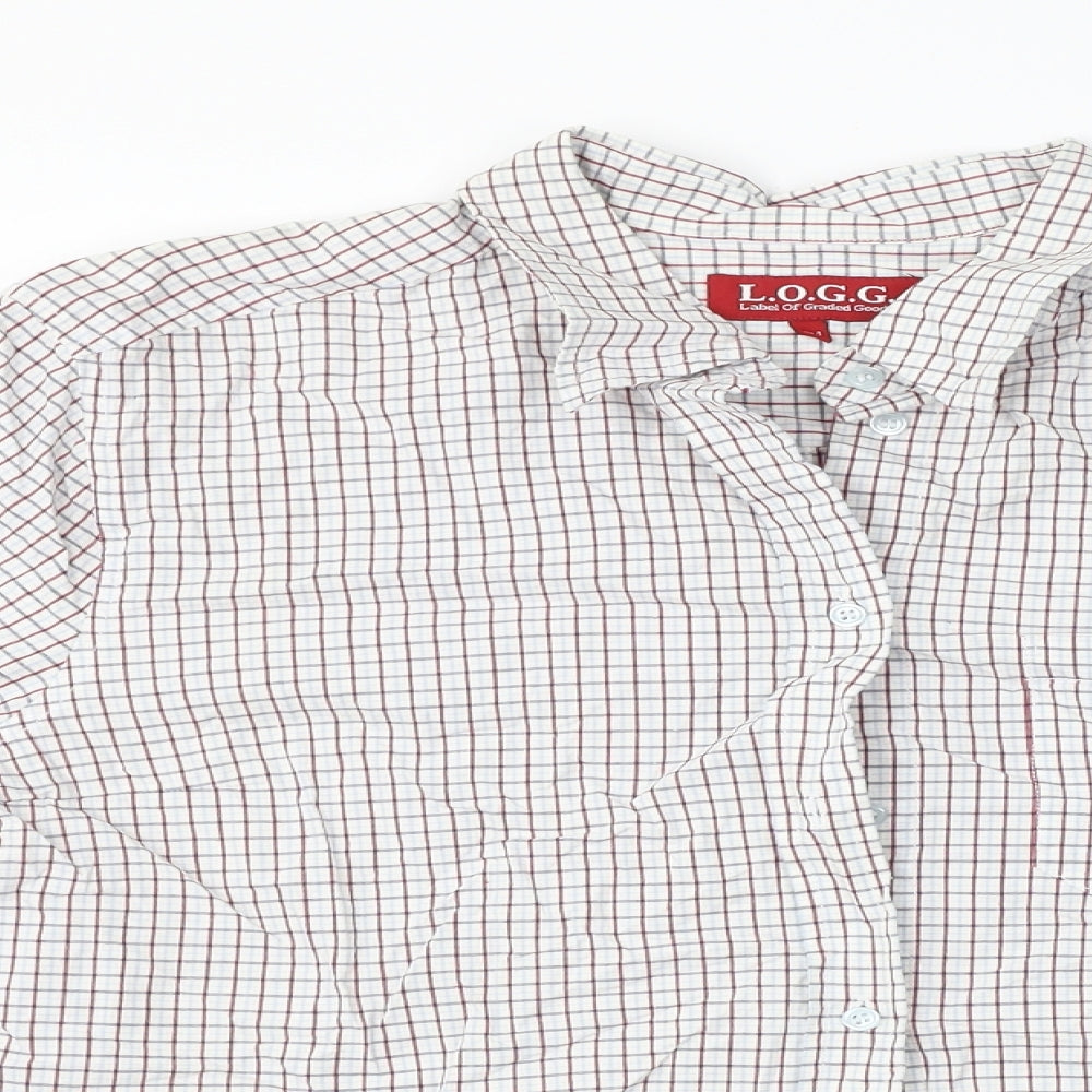 L.O.G.G     Mens White Check   Button-Up Size 44