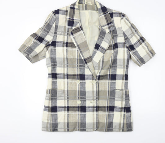 Preworn  Womens Black Check  Jacket Coat Size 14
