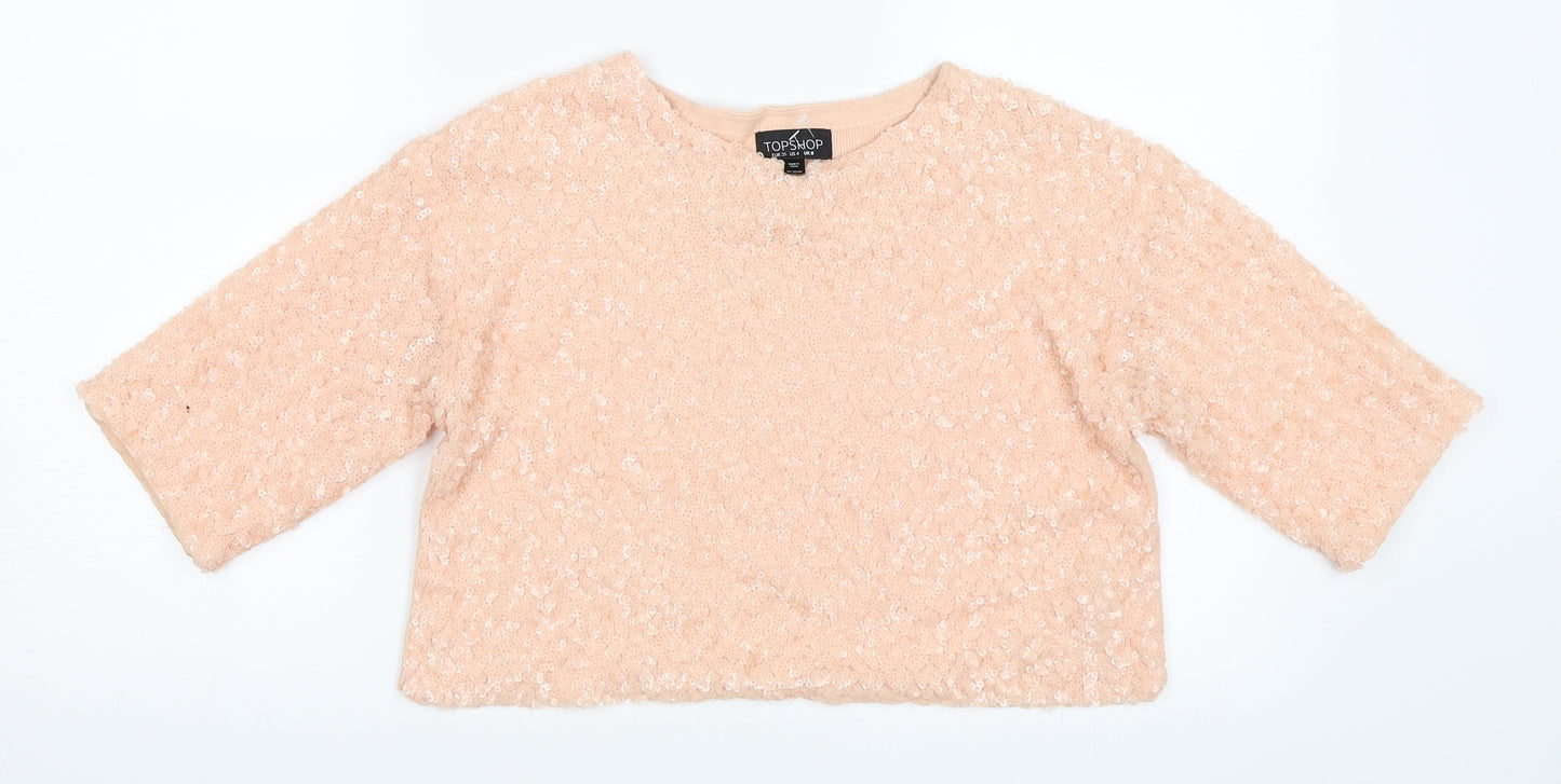 Topshop Womens Pink   Cropped Blouse Size 8