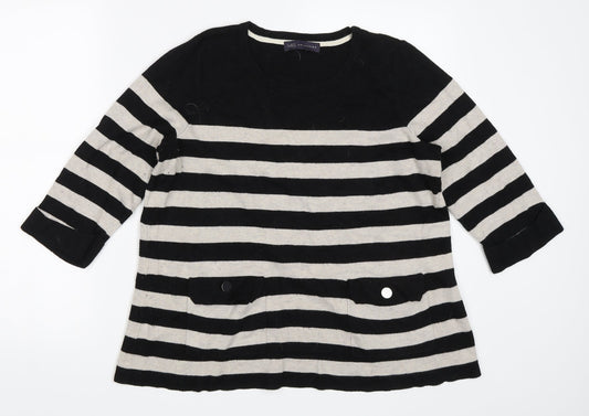 Marks and Spencer Womens Black Striped  Pullover Jumper Size 16