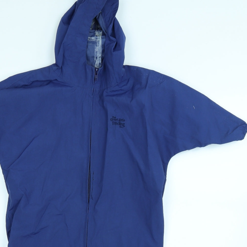 Close-up detail of The Great Little Trading Co boys’ blue snowsuit, size M