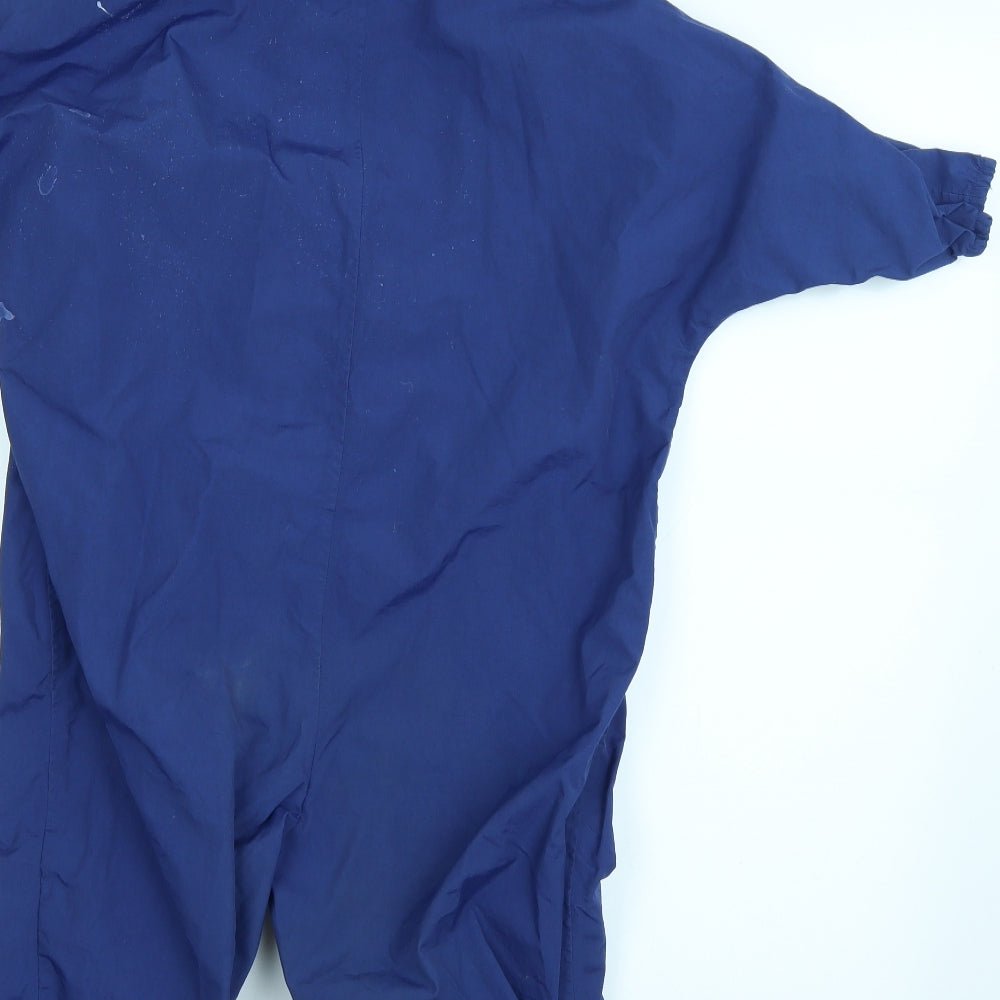 Brand and care label for The Great Little Trading Co boys’ blue snowsuit, size M