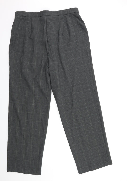 JM Collection Womens Grey Check  Trousers  Size 14 L30 in