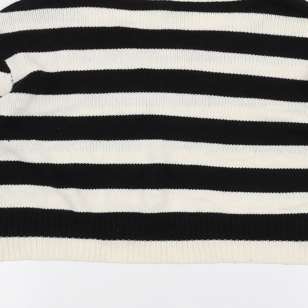 H&M Womens White Striped  Pullover Jumper Size M