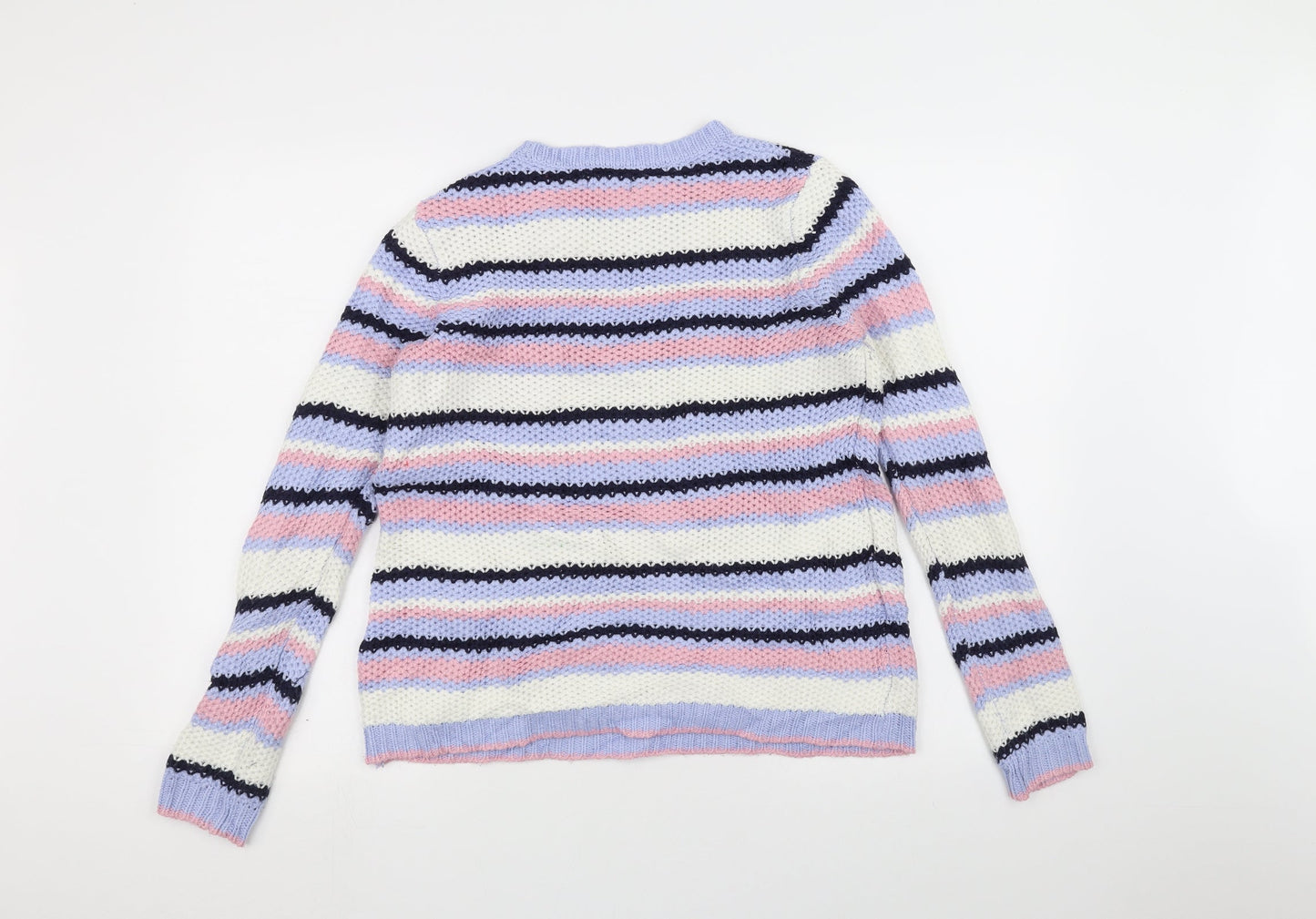M&Co Womens White Striped  Pullover Jumper Size 10