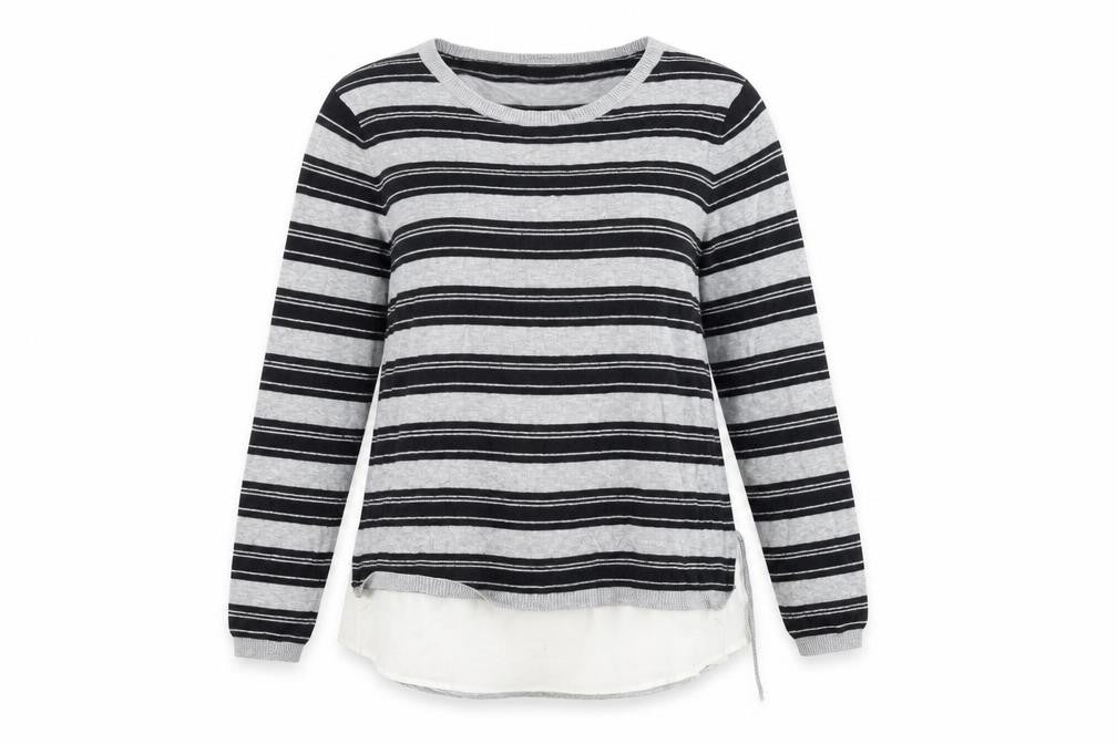 Dorothy Perkins Womens Grey Striped  Pullover Jumper Size 14