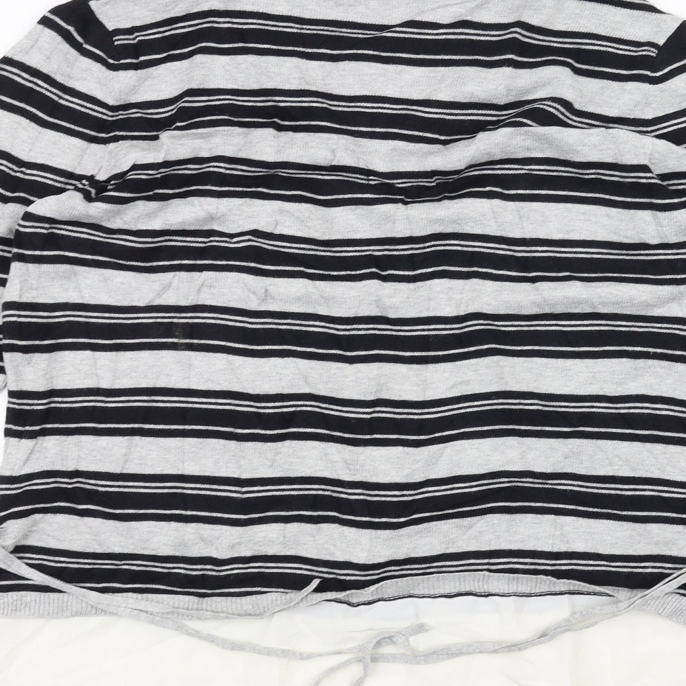Dorothy Perkins Womens Grey Striped  Pullover Jumper Size 14