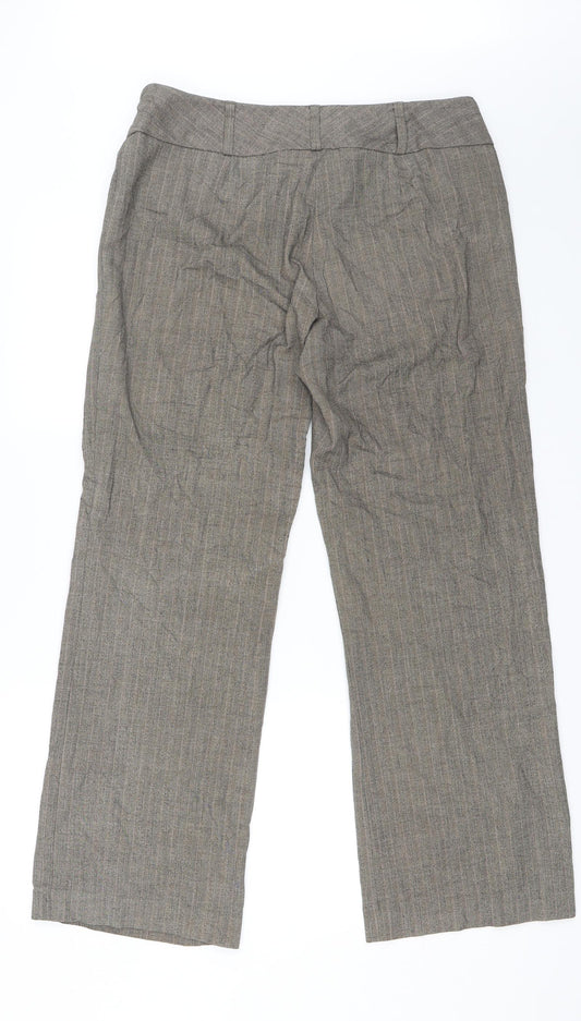 Autonomy Womens Brown Striped  Dress Pants Trousers Size 14 L28 in