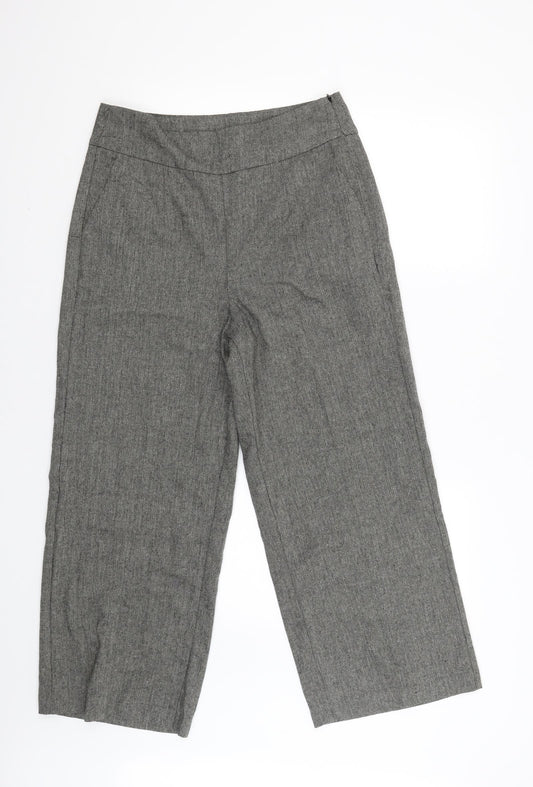 YAS Womens Grey   Cropped Trousers Size L L27 in