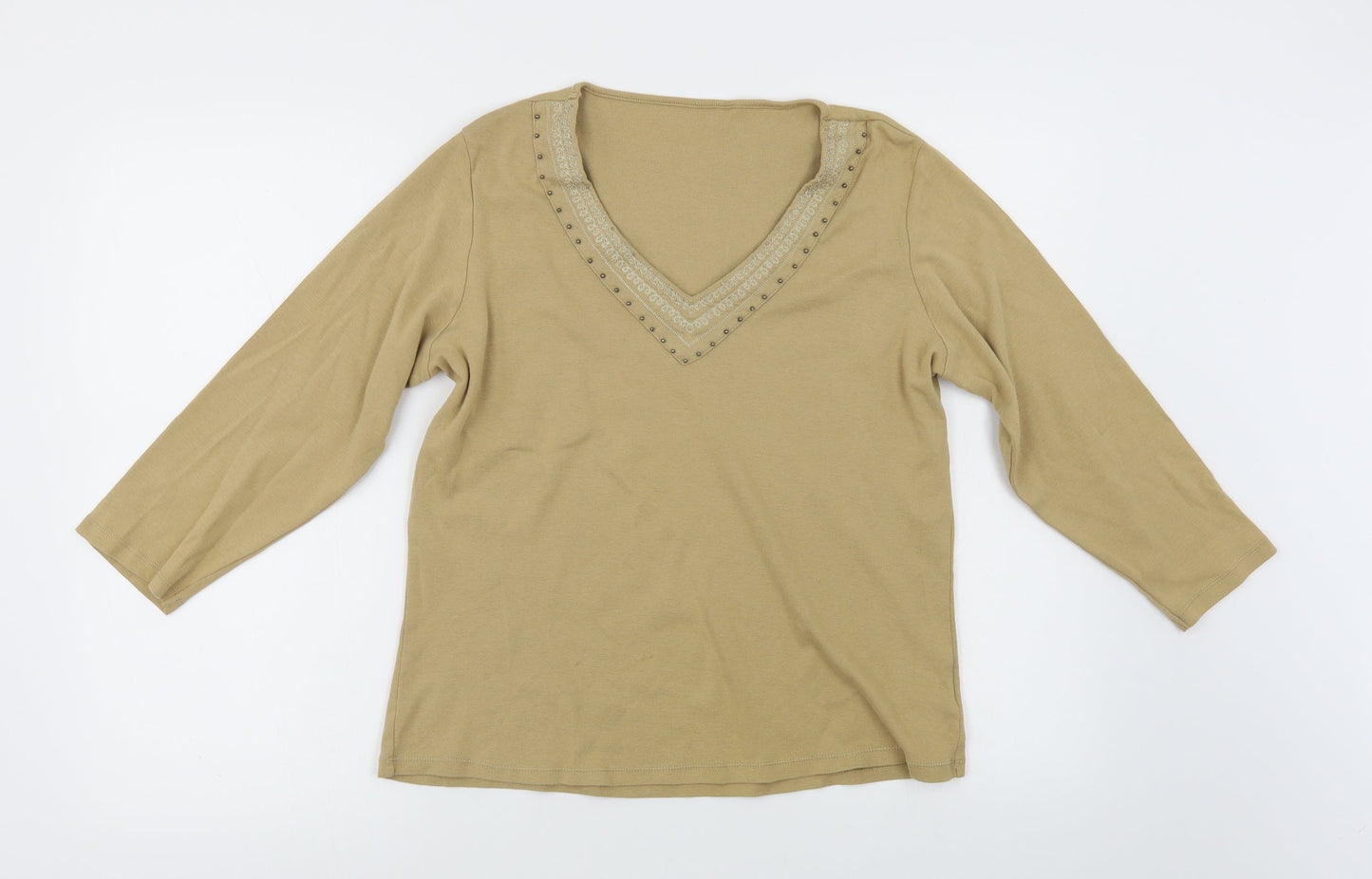 Preworn Womens Beige   Jersey Blouse Size 18