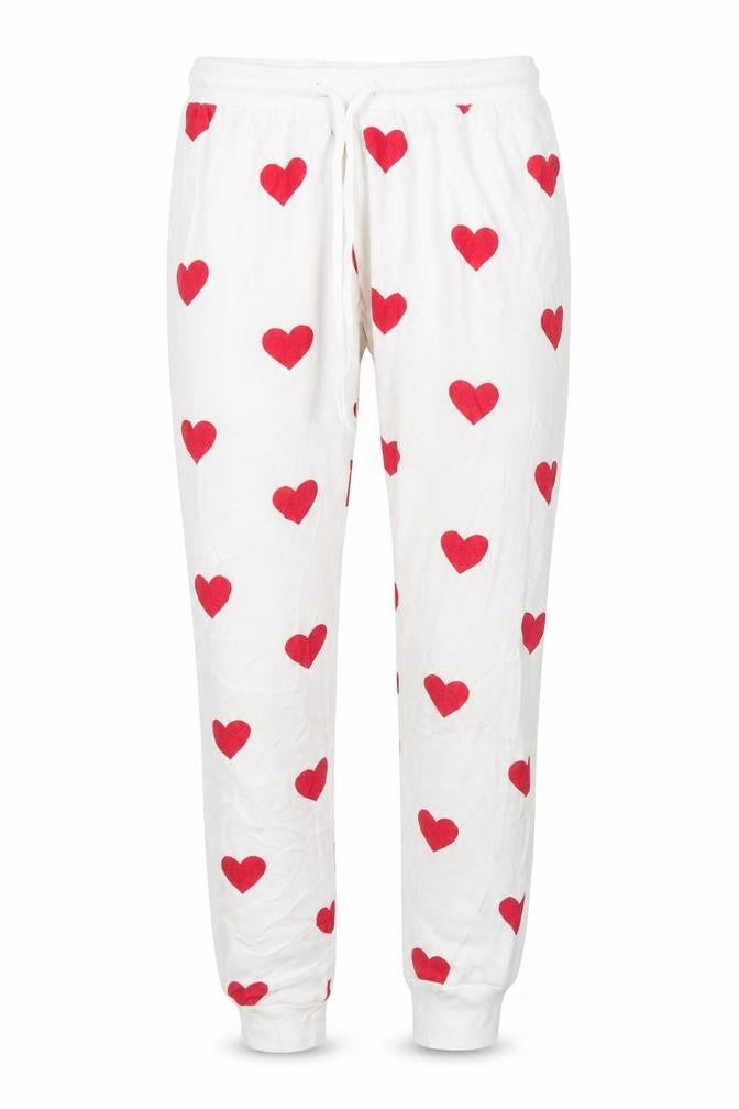 Mynelly Womens White Polka Dot  Sweatpants Trousers Size S L27 in - Hearts