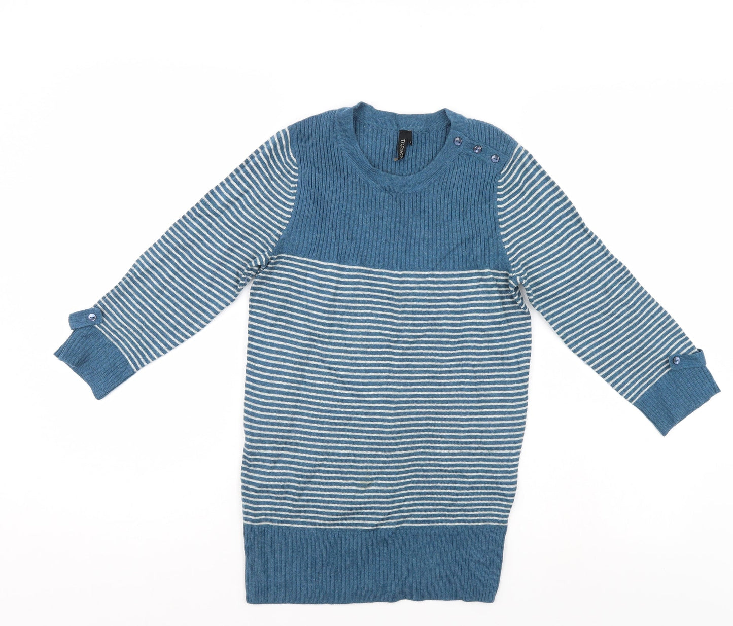 Top Shop Womens Blue Striped  Pullover Jumper Size 8