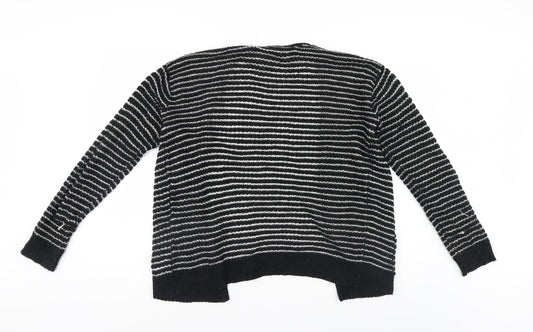 FOREVER 21 Womens Black Striped  Cardigan Jumper Size M
