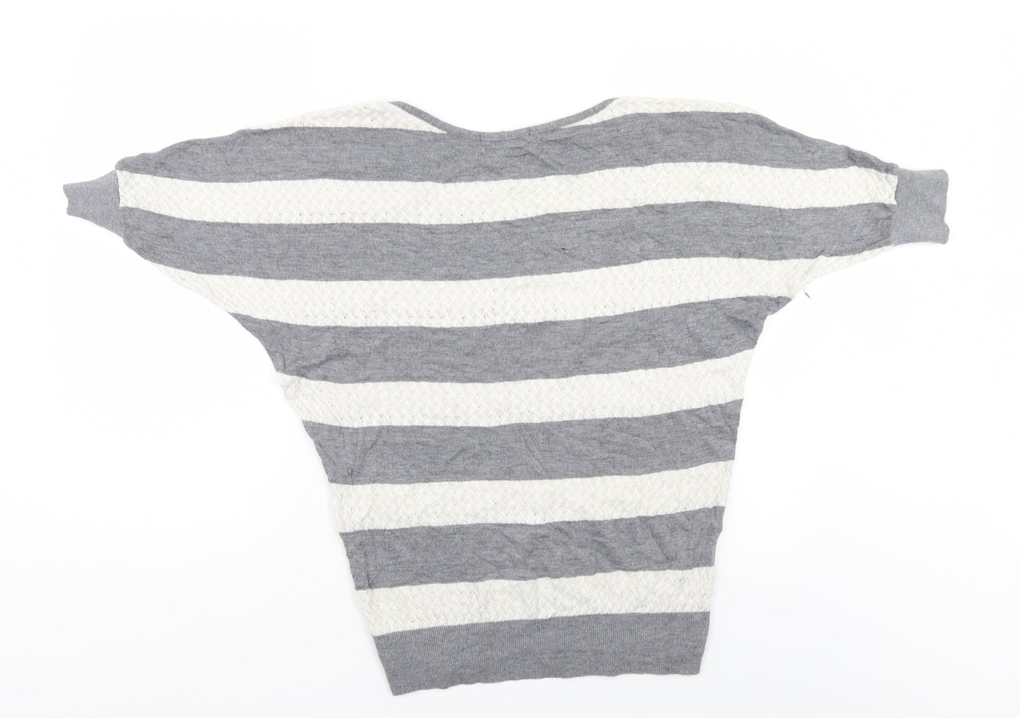 FOREVER 21 Womens Grey Striped  Pullover Jumper Size M  - Bat Wing