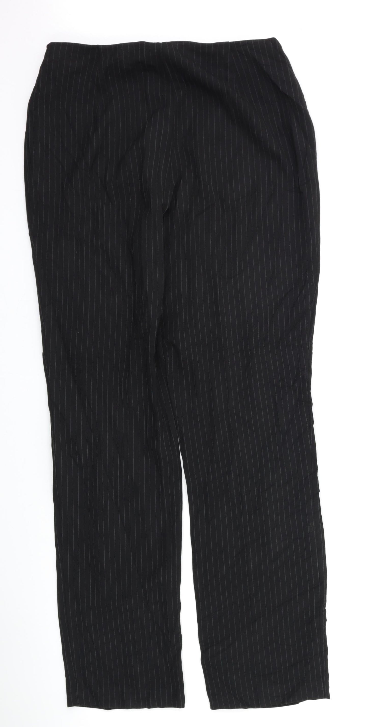 Marks and Spencer Womens Black Striped  Trousers  Size 14 L30 in