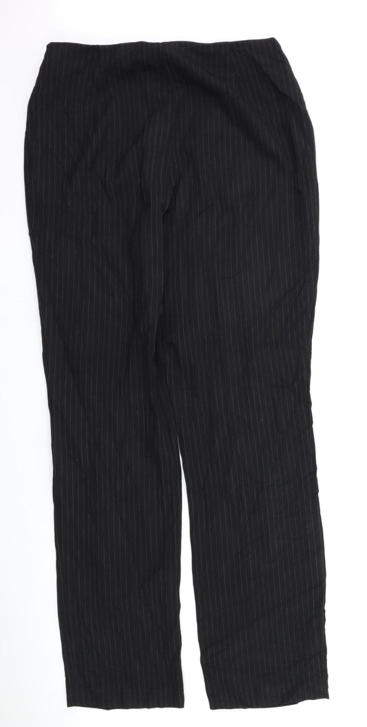 Marks and Spencer Womens Black Striped  Trousers  Size 14 L30 in