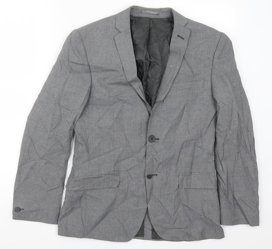 Preworn Mens Grey Houndstooth  Jacket Suit Jacket Size 36
