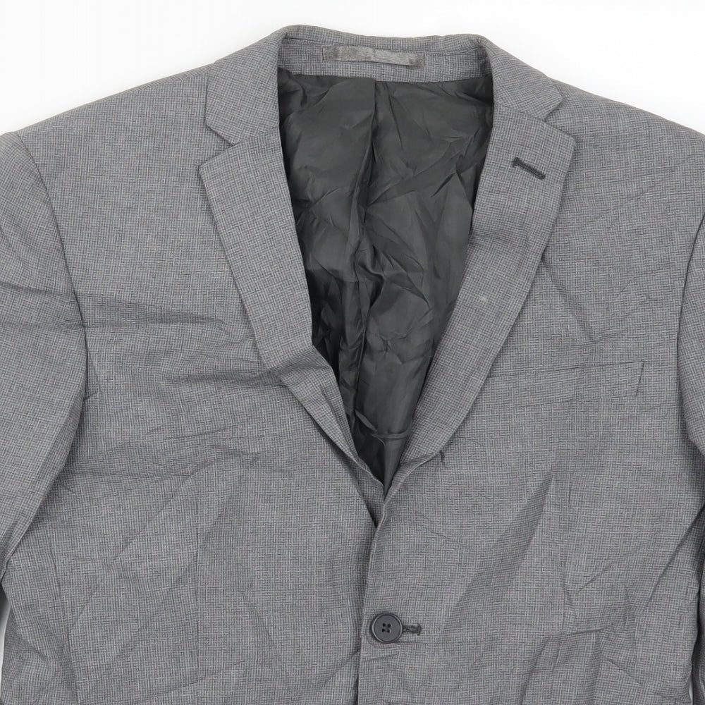 Preworn Mens Grey Houndstooth  Jacket Suit Jacket Size 36