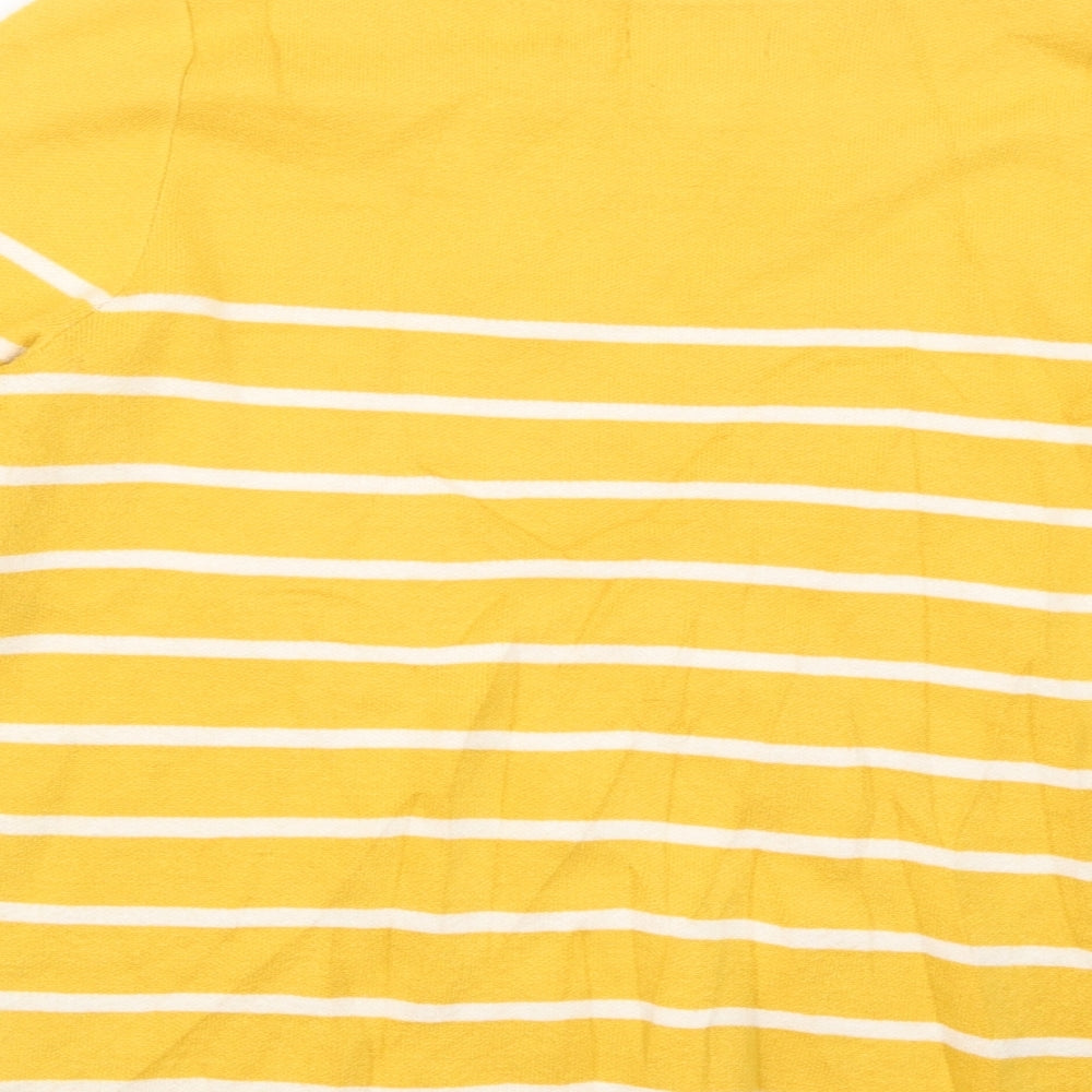 Adrienne Vittadini Womens Yellow Striped  Pullover Jumper Size M