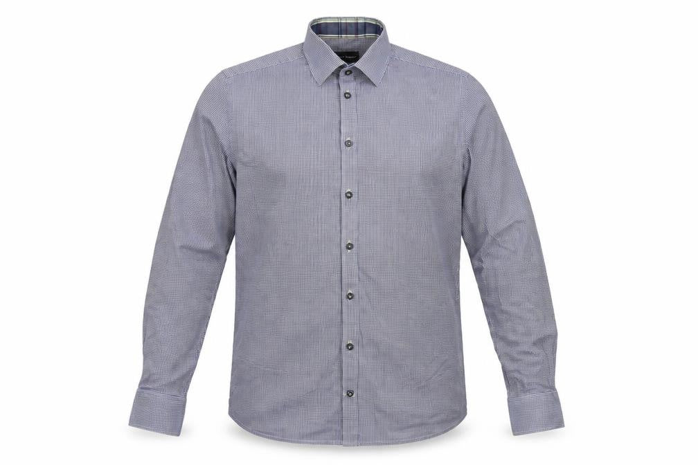 Bruun & Stengade Mens Blue Check   Button-Up Size 15