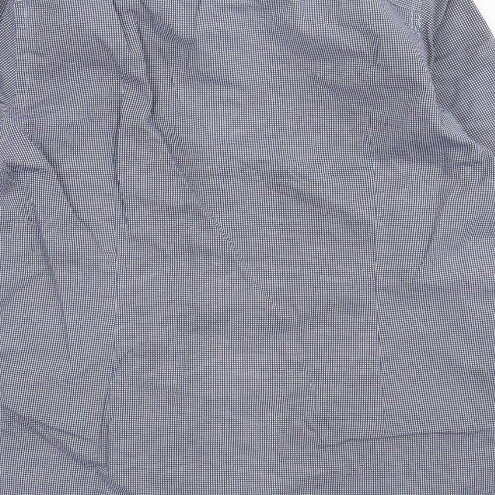 Bruun & Stengade Mens Blue Check   Button-Up Size 15