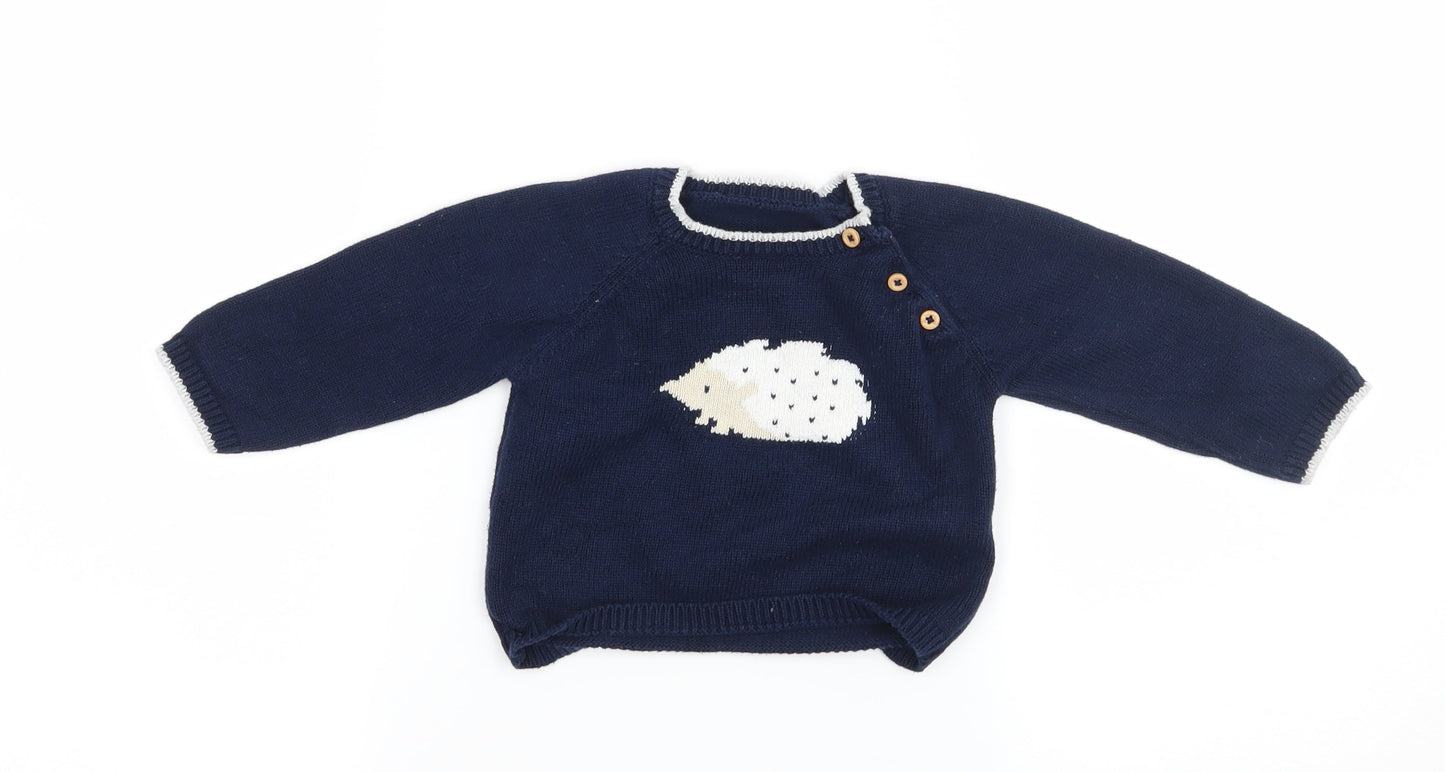 Matalan Boys Blue  Knit Pullover Jumper Size 6-9 Months  - Hedgehog