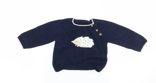 Matalan Boys Blue  Knit Pullover Jumper Size 6-9 Months  - Hedgehog