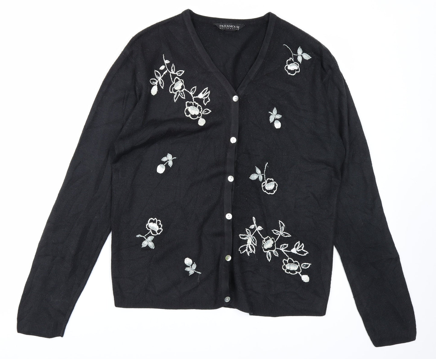 Paramour Collection Womens Black  Knit Cardigan Jumper Size S