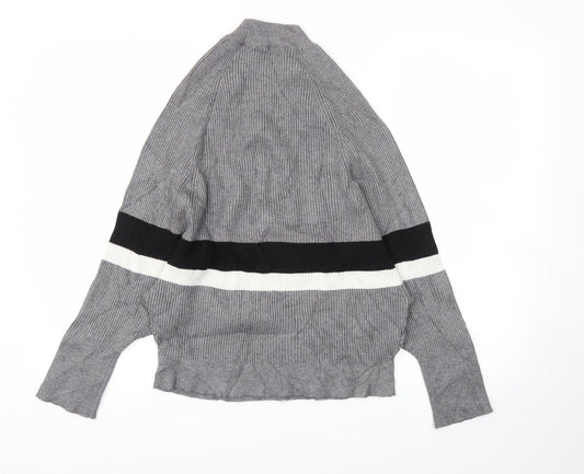 SWEEWE Womens Grey Striped  Pullover Jumper Size M