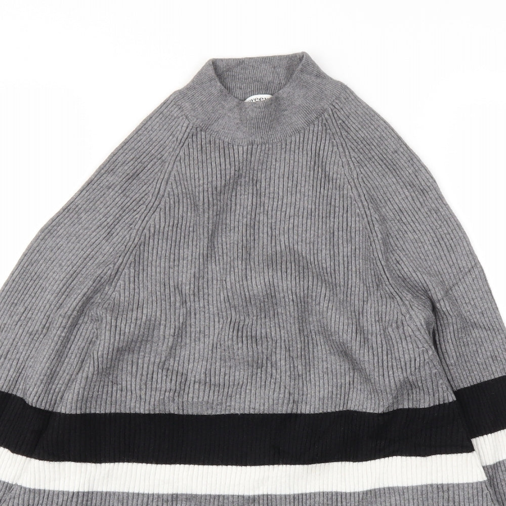 SWEEWE Womens Grey Striped  Pullover Jumper Size M