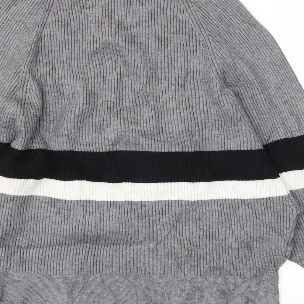 SWEEWE Womens Grey Striped  Pullover Jumper Size M