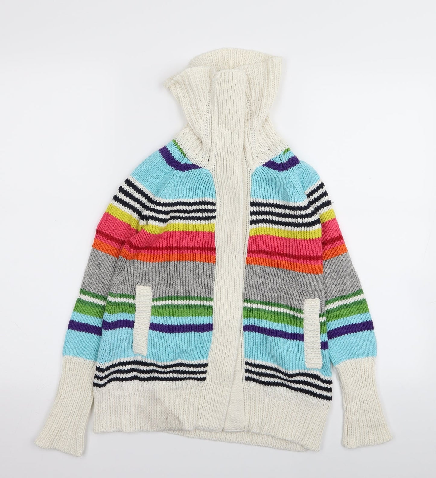 Gap Girls Multicoloured Striped  Cardigan Jumper Size 6-7 Years