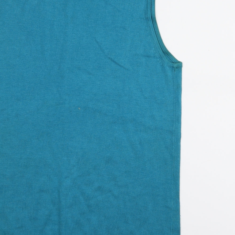 Kaleidescope Womens Blue Floral  Basic Tank Size 14