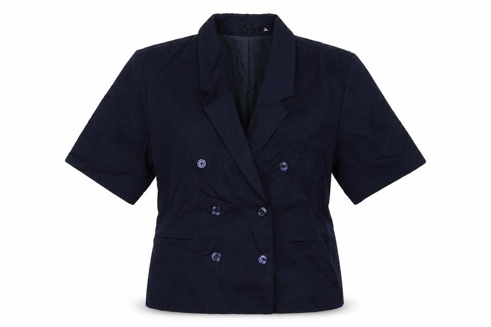 Front view of C&A women’s blue jacket suit jacket, size UK 12