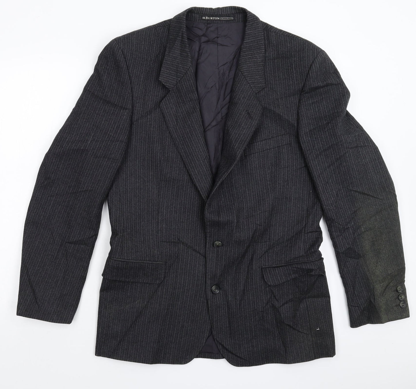 Burton Mens Black Striped  Jacket Suit Jacket Size 38