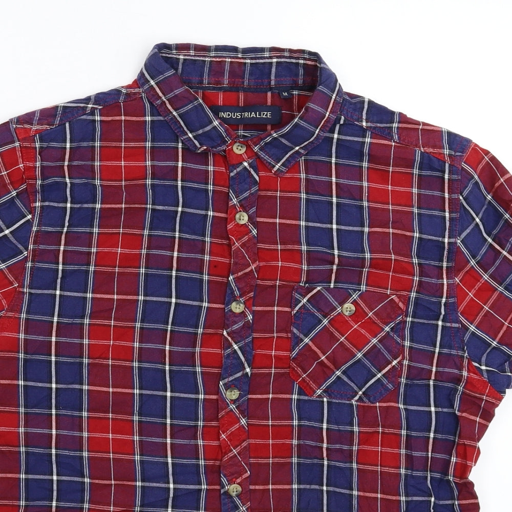 Industrialize Mens Multicoloured Check   Button-Up Size M